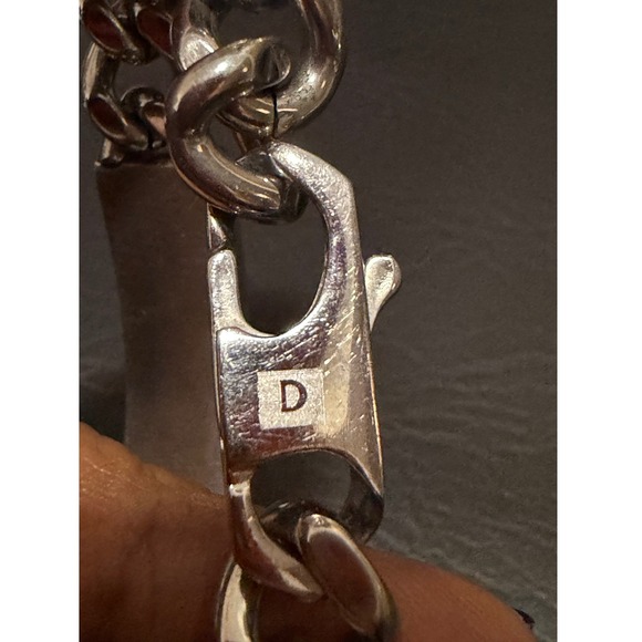 D Hallmark Curb Chain ID Bracelet Mens 7.25" Silver Gold Tone  Biker Link - Picture 7 of 8